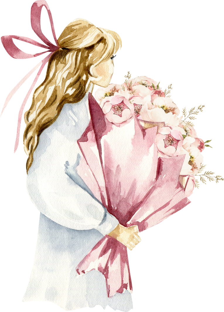 Watercolor Woman clipart. Digital Mother's day image png.